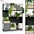 Vertical Green Partition Set: Stylish Interior Solution 3D model small image 1