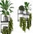 Concrete Pot Indoor Plants on Metal Shelf - Set 208 3D model small image 1