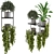 Concrete Pot Indoor Plants on Metal Shelf - Set 208 3D model small image 2