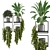 Concrete Pot Indoor Plants on Metal Shelf - Set 208 3D model small image 3