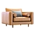 Sleek Sven Tan Leather Chair 3D model small image 1