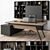 Wood and Black Manager Desk 3D model small image 2