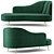 Elegant Peacock Velvet Chaise 3D model small image 3