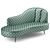 Elegant Peacock Velvet Chaise 3D model small image 5