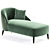 Luxurious Monroe Jade Velvet Chaise 3D model small image 2