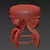 Vintage Cream Footstool - Elegant Antique Design 3D model small image 5
