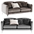 Modern Leather Two-Seater Sofa 3D model small image 1