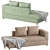 Elegant Dilsey Velvet Couch 3D model small image 2