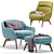 Modern Minotti BELT Armchair: 2 Set, 6 Colors 3D model small image 2