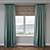 Satin Gradient Curtains with Roman Blinds 3D model small image 6