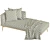 Chic Chaise Longue in Solid Oak and 100% Wool 3D model small image 6
