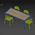 Title: Oak Table Set with Chairs 3D model small image 3