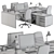 Modern Wood and White Office Set 3D model small image 6