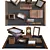 Luxury Executive Desk Set 3D model small image 3