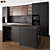 Modern Black & Wood Kitchen Set 3D model small image 6