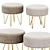 Modern Round Ottoman with Metal Legs 3D model small image 1