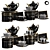 Elegant Black Gold Tea Set 3D model small image 3