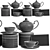 Elegant Black Gold Tea Set 3D model small image 6