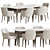 Zak Marble Velvet Dining Set 3D model small image 1