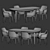 Zak Marble Velvet Dining Set 3D model small image 3