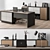 Executive Wood Desk & Sideboard - Office Furniture 3D model small image 1