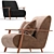Beige Velvet Armchair. Barcelona Design. 3D model small image 4