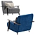 Beige Velvet Armchair. Barcelona Design. 3D model small image 5