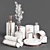 Marble & Chrome Bathroom Set 3D model small image 1