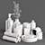 Marble & Chrome Bathroom Set 3D model small image 3