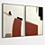 Plaster Dual Photo Frame: Elegant Interior Set 3D model small image 3