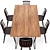 Modern Acacia Wood Dining Set 3D model small image 5