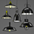 Industrial Metal Pendant Light Set 3D model small image 1