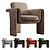 Velvet Henna Armchair 3D model small image 1