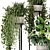 Rustic Concrete Pot Shelf Set with Indoor Plants 3D model small image 2