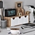 Modern Office Set - Desk, Chair, Lamp, Clock & Laptop 3D model small image 3