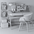 Modern Office Set - Desk, Chair, Lamp, Clock & Laptop 3D model small image 4