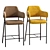 Elegant Beige Velvet Semi-Bar Chair 3D model small image 1