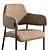 Elegant Beige Velvet Semi-Bar Chair 3D model small image 3