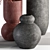 Red and Gray Vase and Plant Set 3D model small image 3