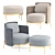 Modern Minimalist Tape Armchair & Ottoman 3D model small image 2