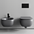 Fluo Wall-Hung WC & Bidet Set 3D model small image 3