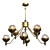 TUM Lampatron: Elegant Metal and Glass Chandelier (Brass/Gold, 8 Lamps, 82x62cm) 3D model small image 1