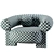 Modern Cassete Armchair: Sleek Design with Fabric & Wood 3D model small image 3