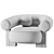 Modern Cassete Armchair: Sleek Design with Fabric & Wood 3D model small image 4