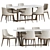 Modern Marble Dining Set with Chairs 3D model small image 1