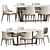 Modern Marble Dining Set with Chairs 3D model small image 2