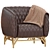 Elegant Quilted Diplomat Armchair 3D model small image 1