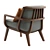 Elegant Wood Upholstered Lounge Chair 3D model small image 4