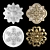 Elegant Rosettes in Gold & Gypsum 3D model small image 1