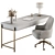 Elegant White & Gold Home Office Table 3D model small image 1